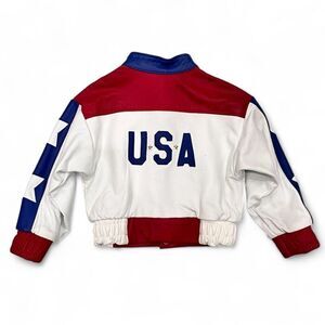 Vtg R.A Designs Kids USA Leather Jacket Small 6-7 Patriotic Fourth July Rodeo